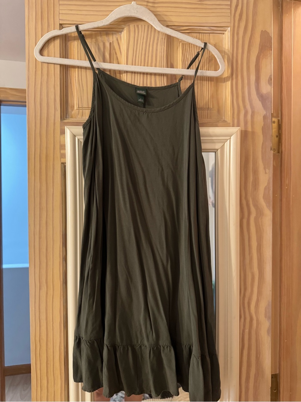 wild fable Olive Slip Mini Dress with Ruffle Hem
